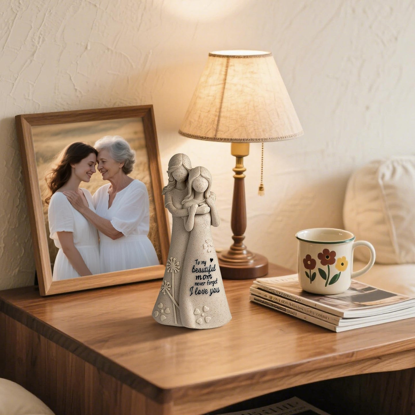 YTHISPF Mom Birthday Gifts from Daughter Mother in Law Gifts, Mothers Daughter 7.7" Figurines Statue (Resin, Sandstone)