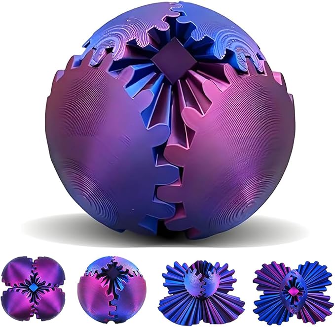 Gear Sphere, 3D Printed Gearsphere - The Steampunk Whirling Wonder Fidget Gear Ball, Gearsphere Cube Fidget Toy for Office...