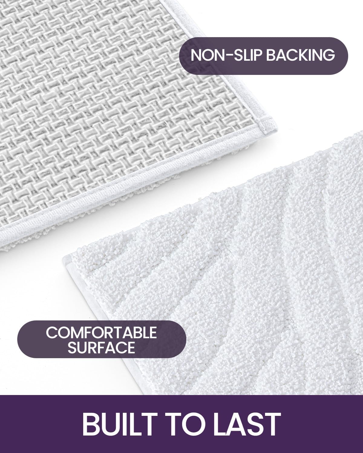 DEXI Bathroom Rugs 24x36, Extra Soft Absorbent Bath Mat, Non Slip Bathmat for Bathroom Floor, Machine Washable Rugs for Shower Floor, White
