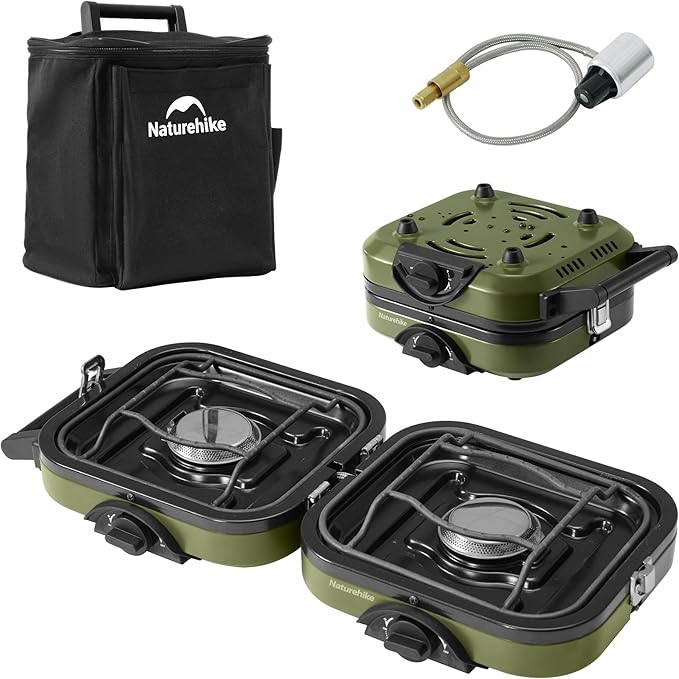 Naturehike 2 Burner Folding Camping Stove, Portable Propane Gas Stove with Carry Bag, 16000 BTU High-Performance Camp Stov...