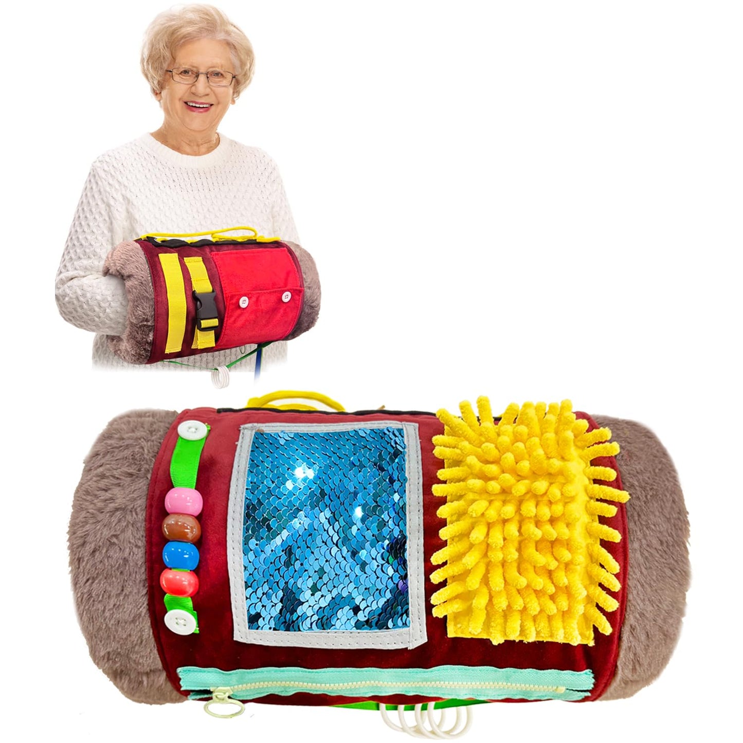 Fidget Blanket for Elderly with Dementia, Warm Hand Muffs,Autism Sensory Toys, Dementia Patients Sensory Blanket, Alzheimers Products Activities