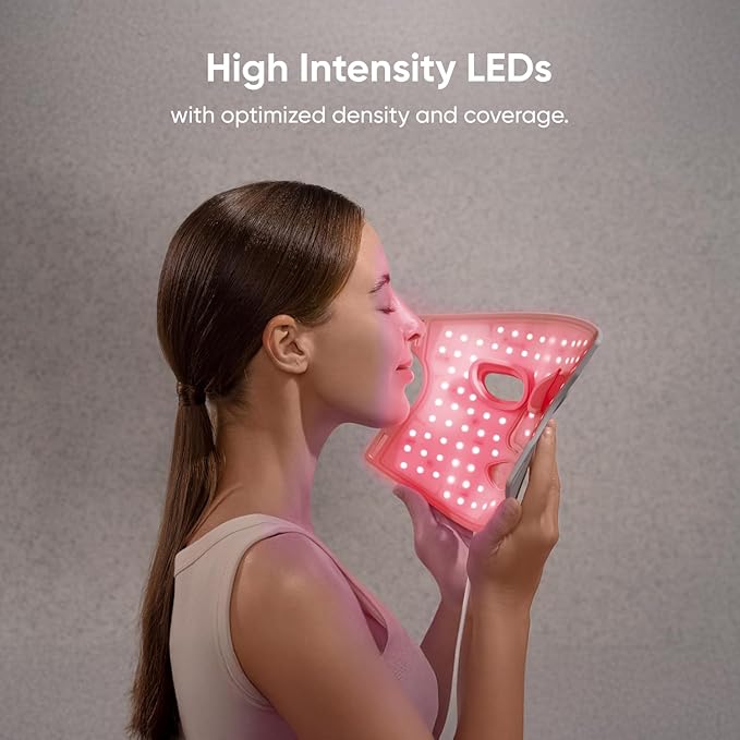 Nanoleaf FDA-Cleared LED Light Therapy Face Mask with 7 Treatment Modes - Professional Red & Blue Light with NIR Facial Device for Anti-Aging - 432 LEDs, Rechargeable
