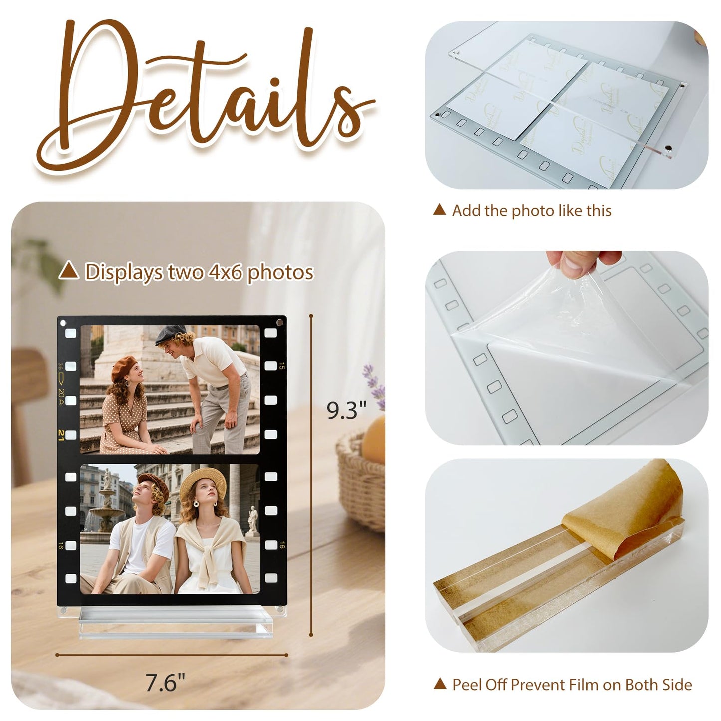 SOMTO Vintage Film Roll Magnetic Acrylic Picture Frame 4x6 – Meaningful Keepsake Gift for Wife, Husband, Boyfriend, Girlfriend – Birthday, Anniversary, Christmas,Wedding, Memory Photo Display