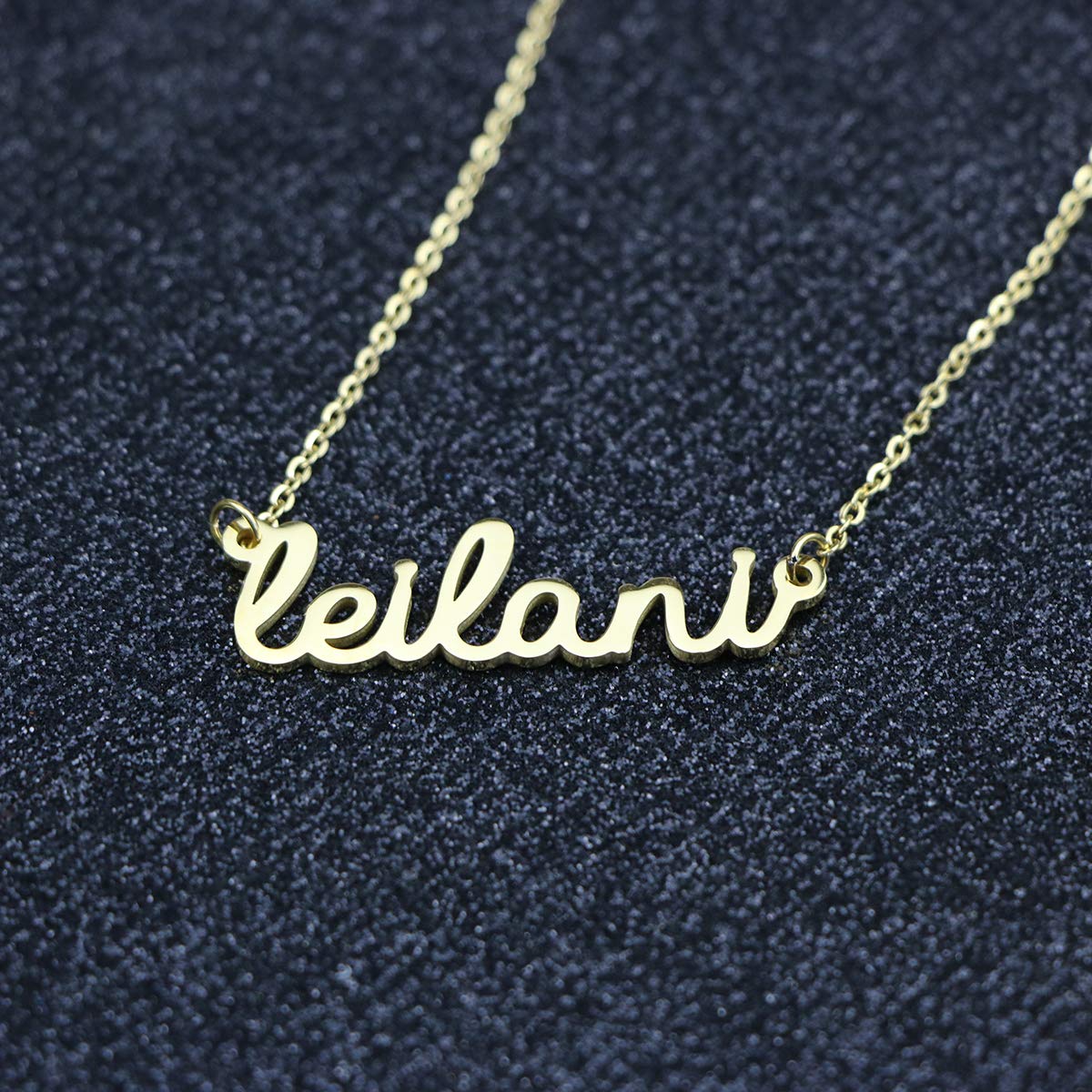 Awegift Name Necklace Big Initial Gold Plated Best Friend Jewelry Women Gift for Her Leilani