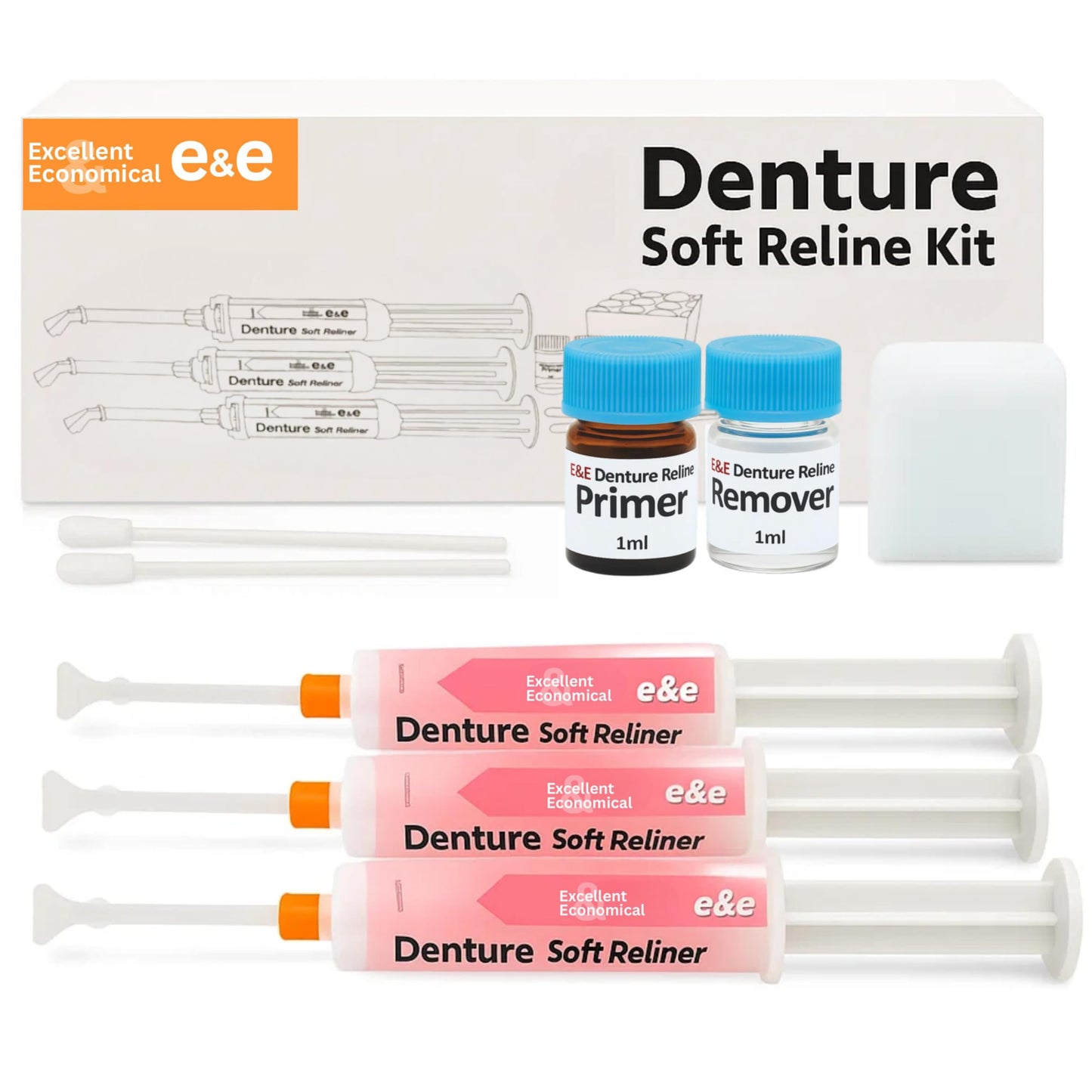 E&E Upper and Lower Denture Soft Reline Kit
