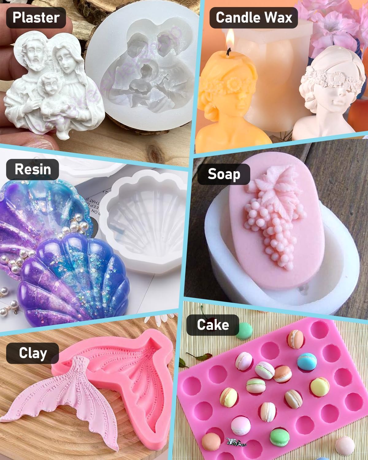 Nicpro 90oz Silicone Mold Making Kit, 15A Platinum Liquid Silicone Rubber, Flexible Silicone Molds Maker Mix Ratio 1:1 for Casting 3D Resins Candle Soap Molds DIY with 12 Mica Powder, Mixing Cups