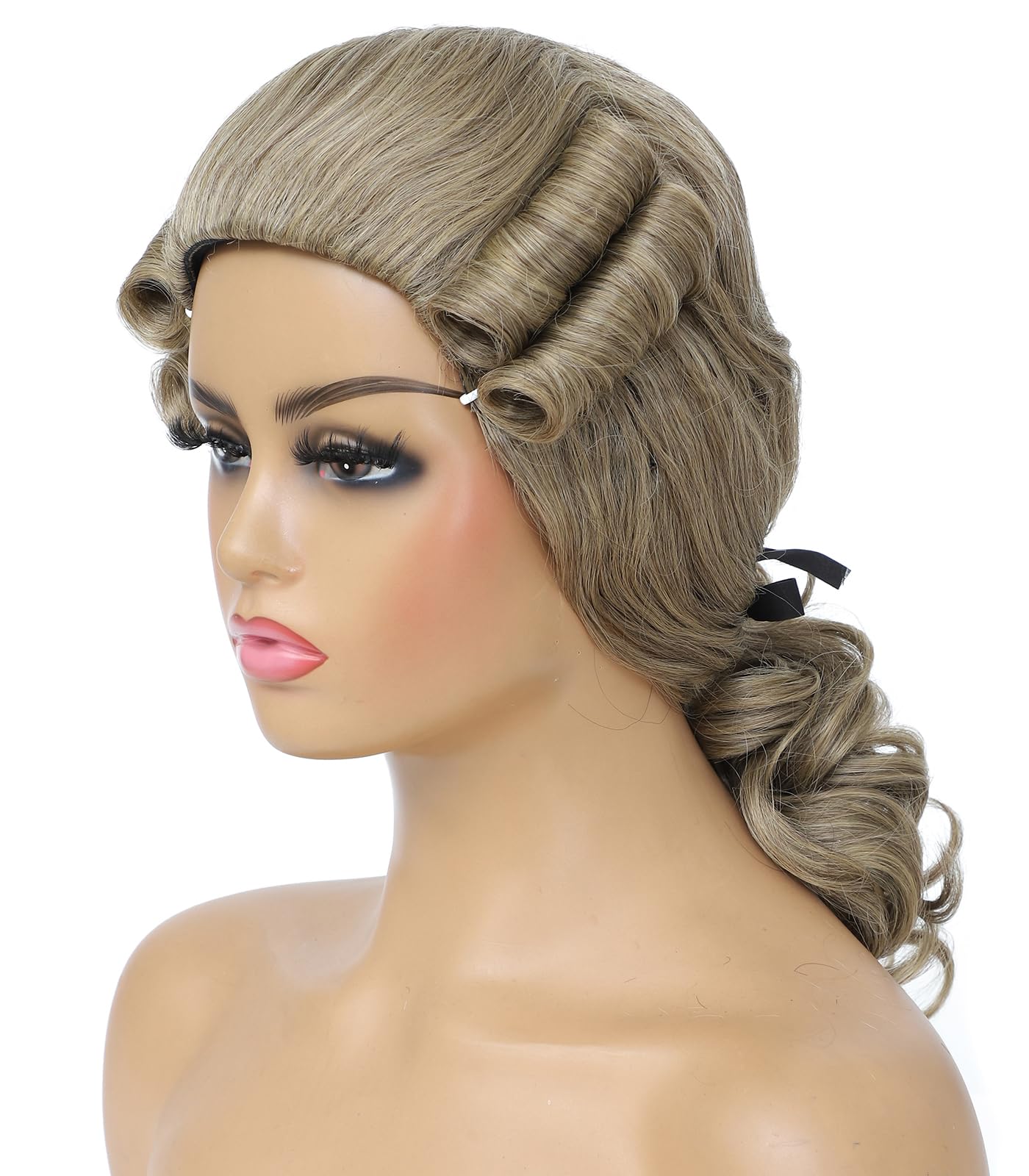 Adequate Colonial Style Curled Wig, Historical Costume Accessory, Ash Blonde, Revolutionary War Period Hairstyle (Blonde)