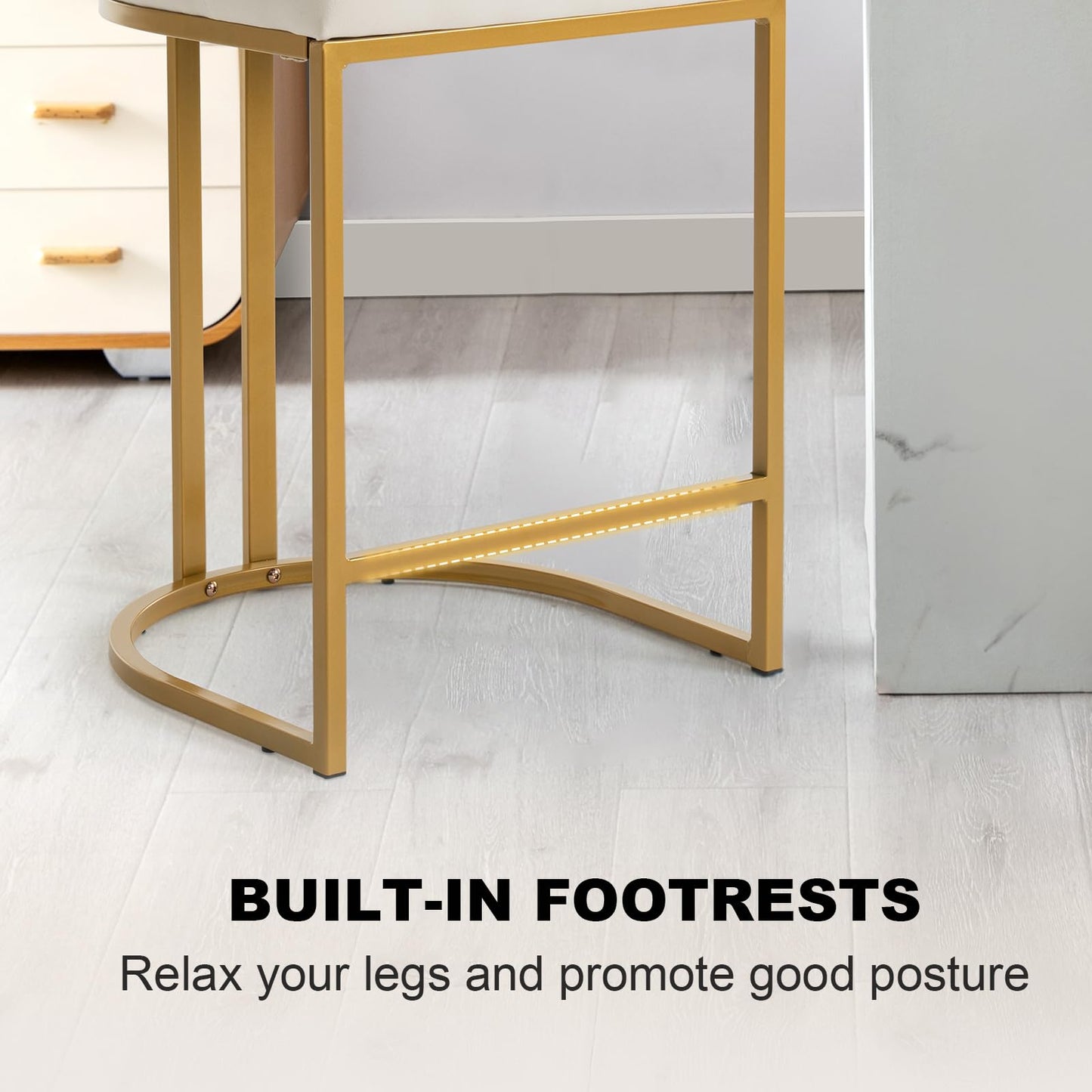 TUOMUR Modern Barrel Bar Stools Set of 2, Counter Height Stools, 26" Velvet Counter Stool with Comfy Back, Armless Sherpa Upholstered Kitchen Island Chair, Ivory