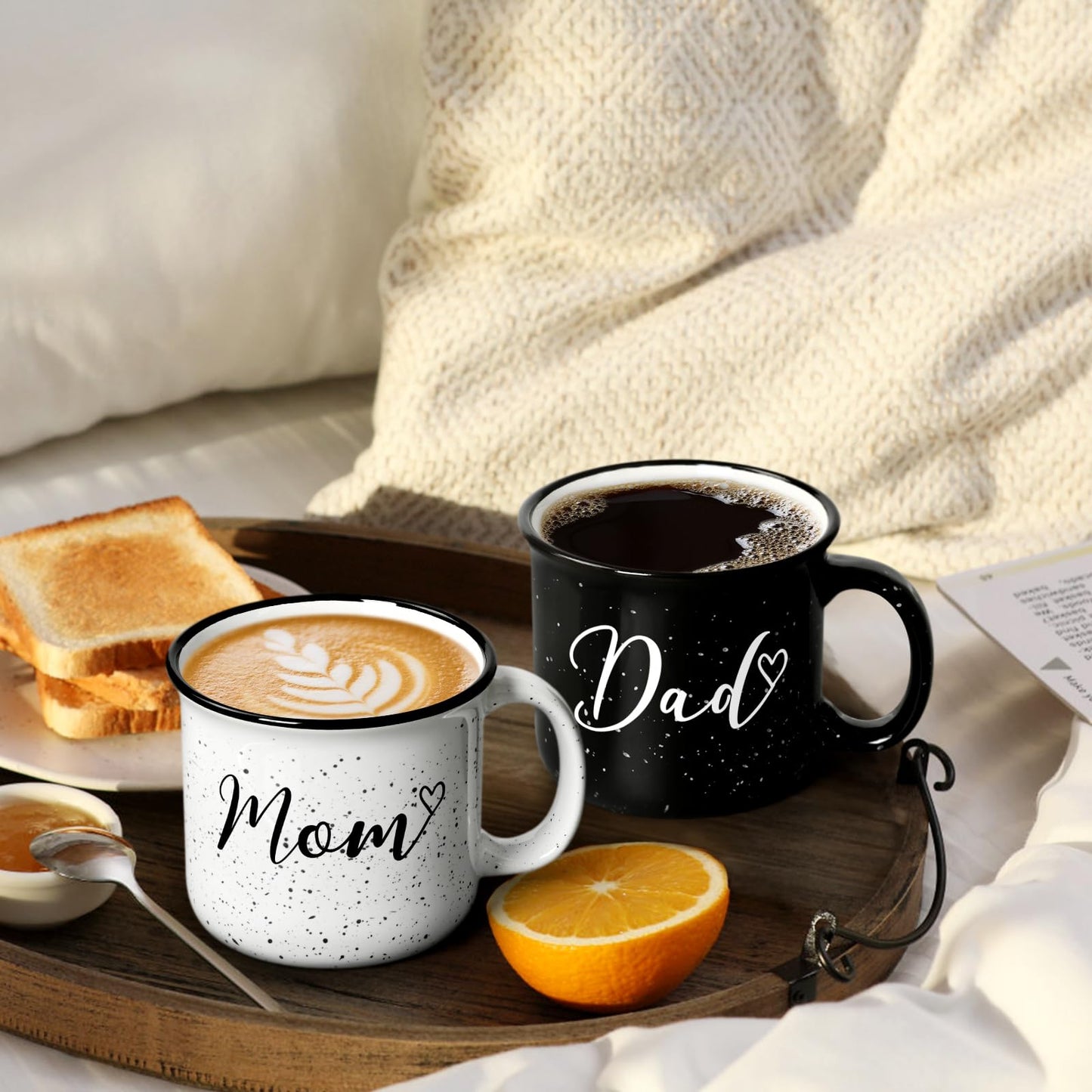 YHRJWN New Parents Mugs Set - Mom & Dad Gifts for Couples, Perfect for Mothers Day, Fathers Day & Christmas, 15 Oz Each