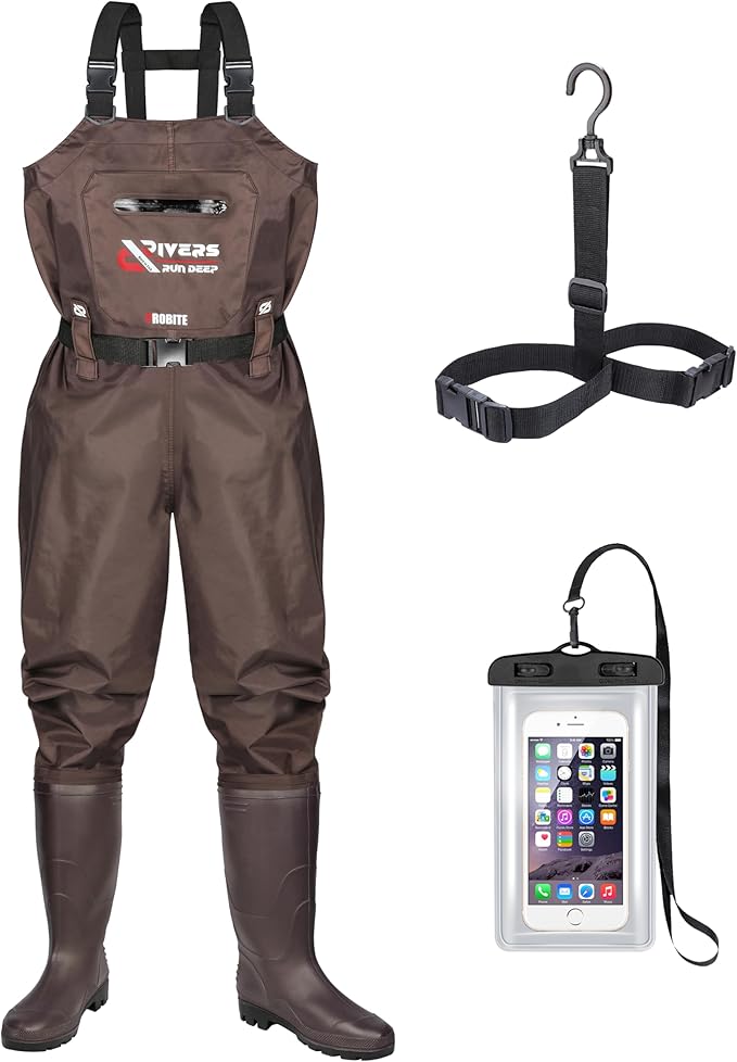 PROBITE Upgraded 210D Nylon Chest Waders with Boots - Waterproof PVC Fishing & Hunting Waders for Men, Breathable Wading Gear