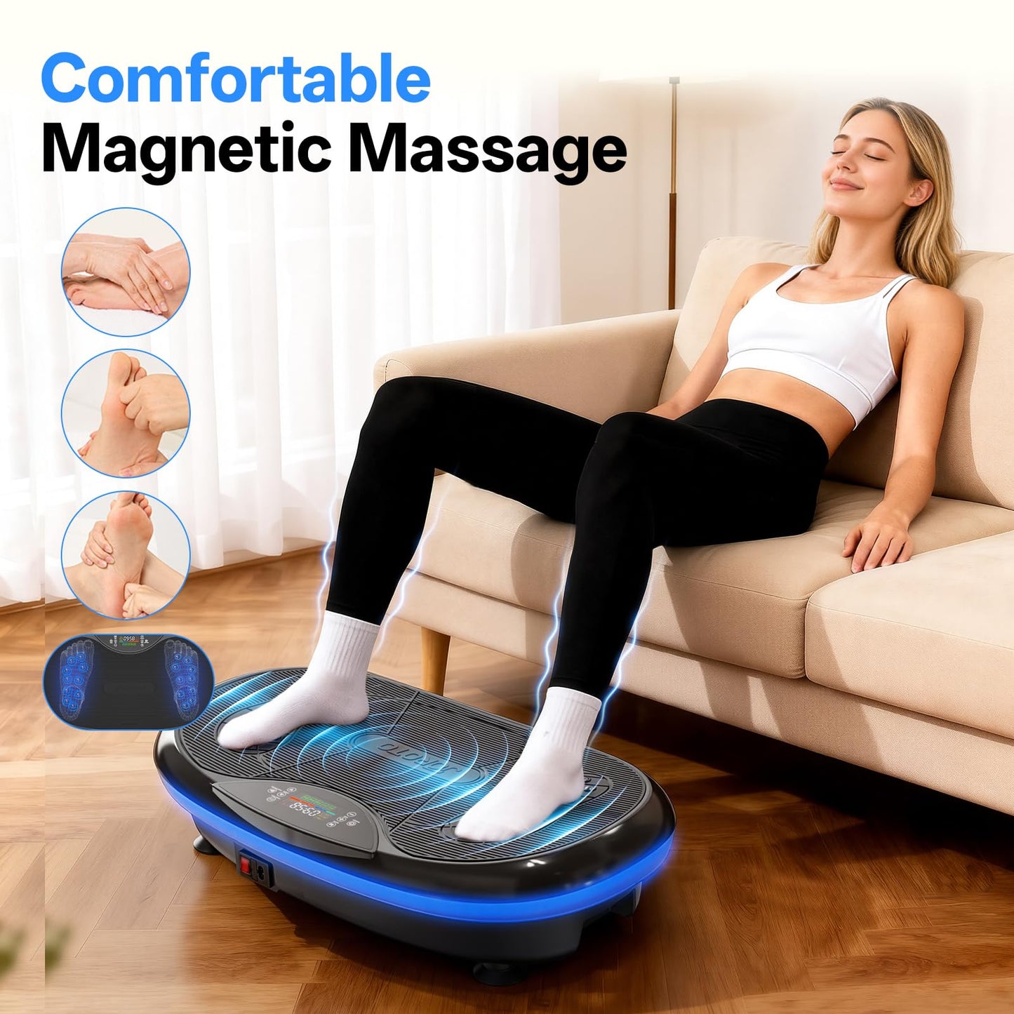 JOROTO 4D Vibration Plate Exercise Machine, 3-Motor App-Controlled High-Intensity Adjustable Speed Vibration Plate for Weight Loss & Lymphatic Drainage, Whole Body Shaker Workout Equipment for Women