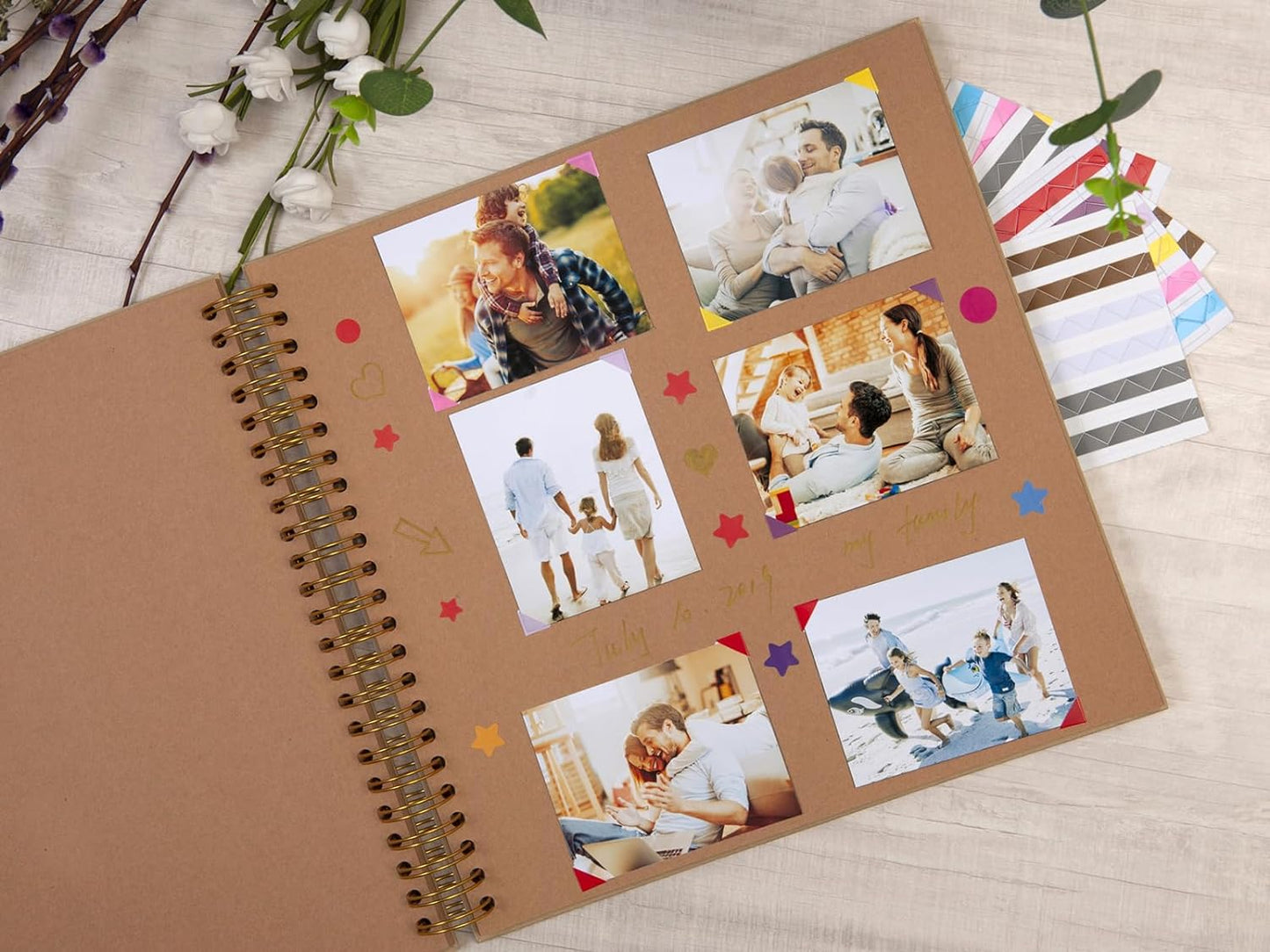 potricher 12 x 12 Inch Large DIY Scrapbook Photo Album 80 Pages Thick Kraft Blank Yellow Paper Memory Book for Wedding and Anniversary Family (Yellow, 12 Inch)