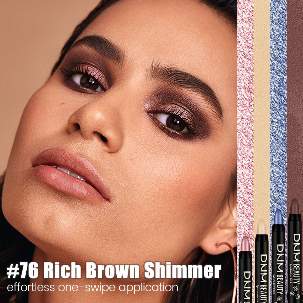 evpct Rich Brown Shimmer Cream Eye Shadow Sticks Brightener Pencils for Women, Dark Brown Silky Eyeshadow Applicator Stick Pen W