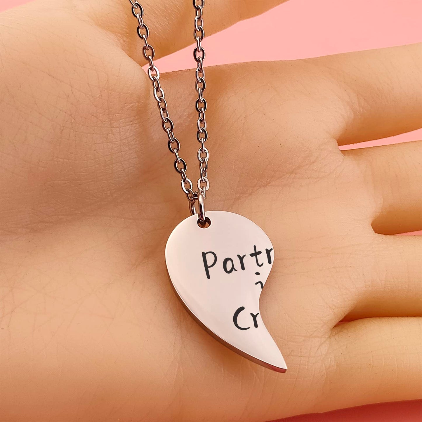 HOFOYA Partners in Crime Split Heart Necklace 2 Best Friends Matching BFF Necklace for 2 Friendship Graduation Back to School Gi