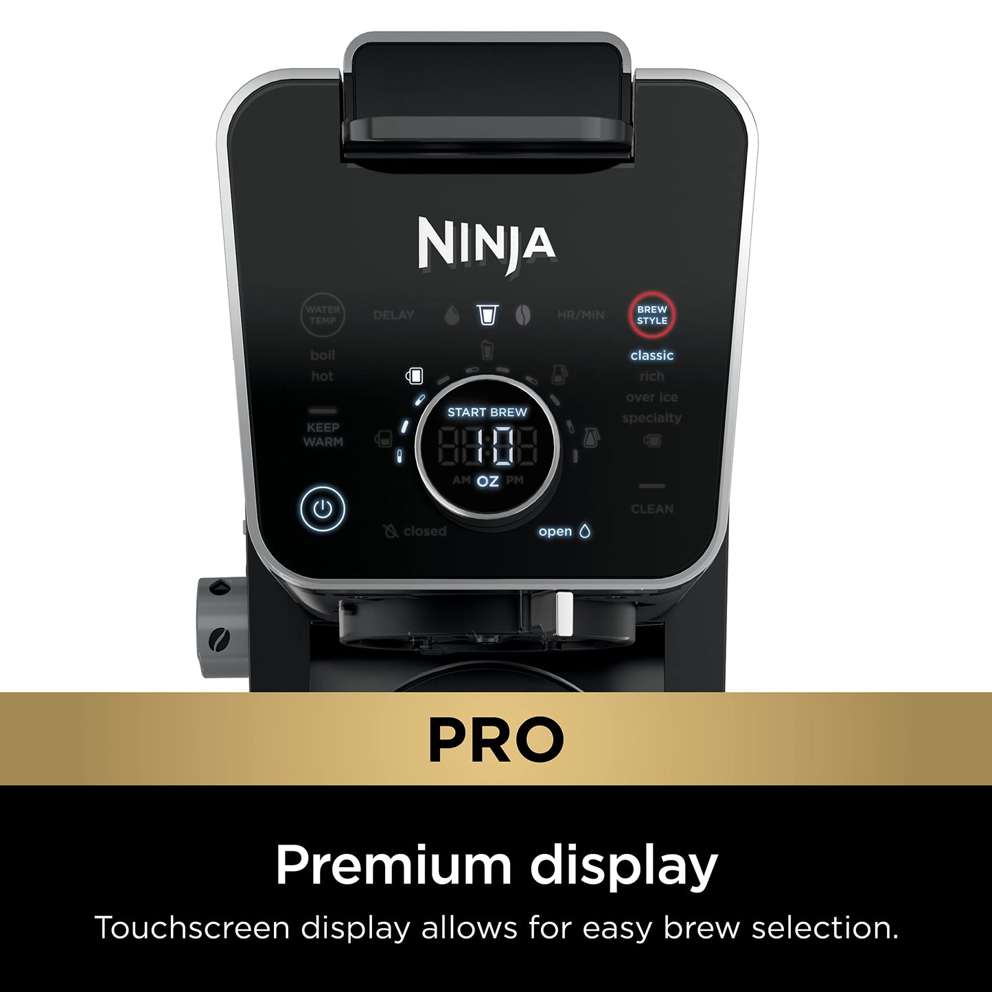 Ninja Specialty Drip Coffee Maker | DualBrew™ Pro Specialty Coffee Machine w/Frother, Permanent Filter | Brew w/Pods & Grounds, K Cups Compatible | 4 Brew Styles, 13 Cup to Pot Sizes | Black CFP307