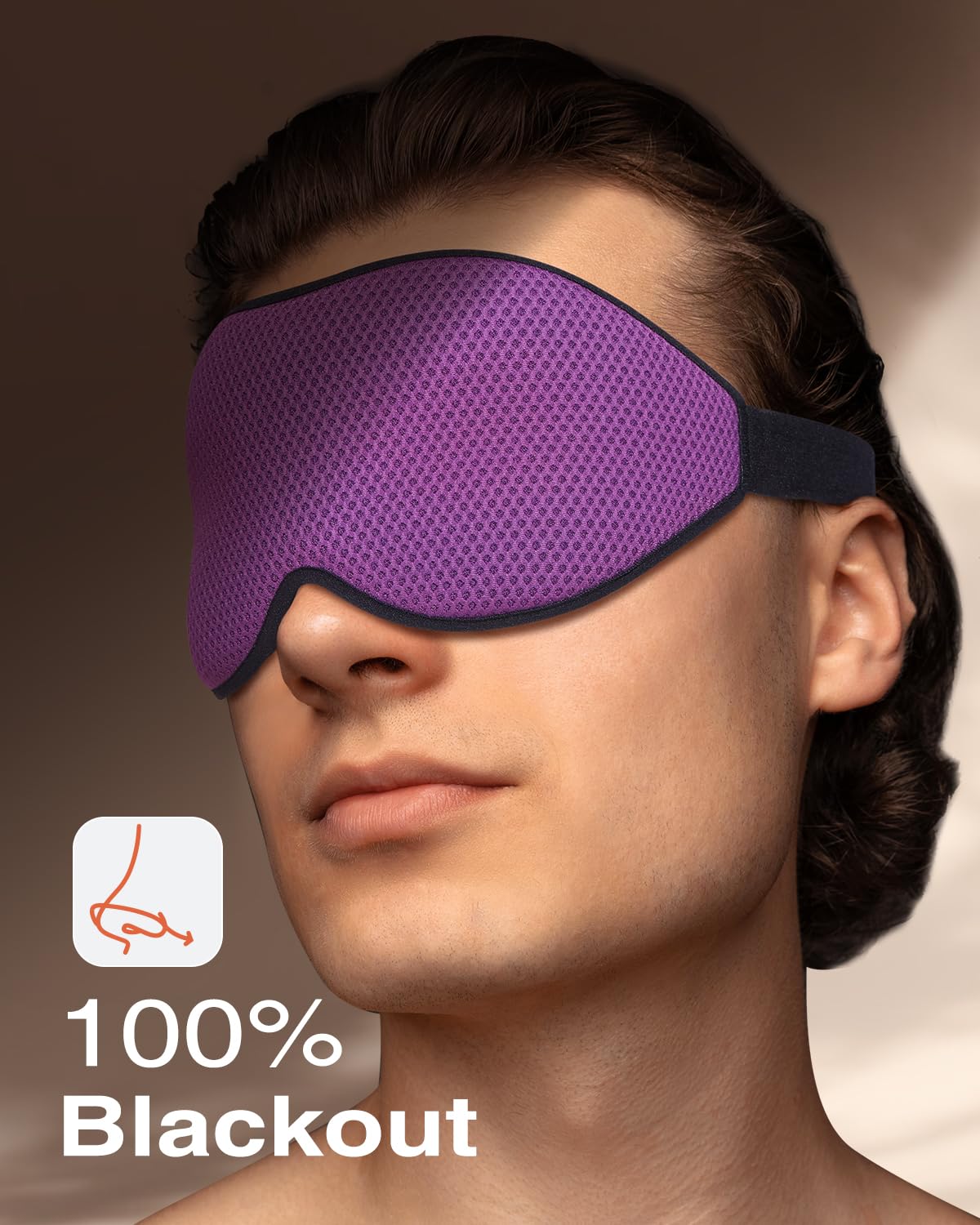 MABAO Sleep Mask for Side Sleeper, Eye Mask for Sleeping Women Men, 3D Contoured Cup No Eye Pressure 100% Light Blocking Sleeping Mask with Adjustable Strap Night Blindfold Flight, Travel, Nap, Purple
