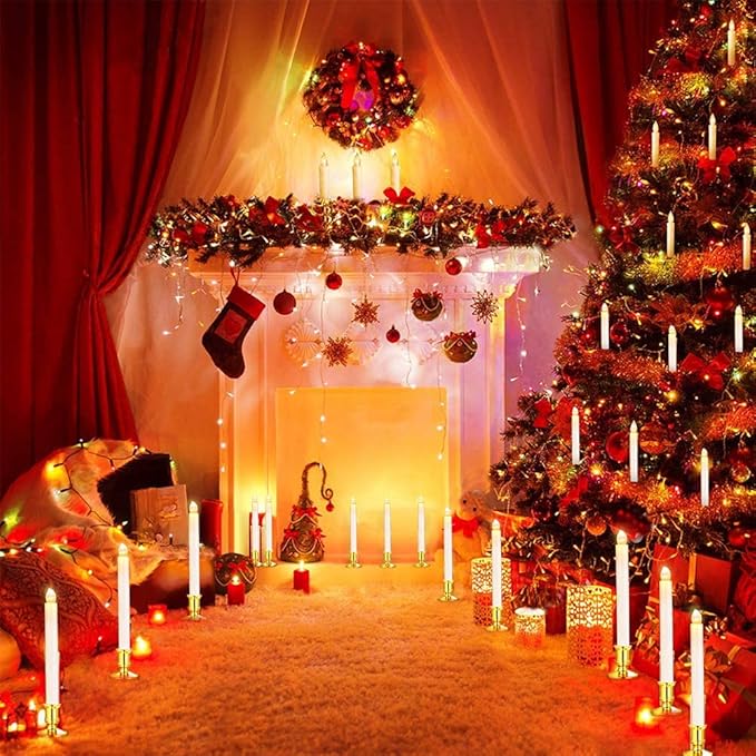 YAUNGEL Window Candles, 10 Pack LED Battery Operated Christmas Candles for Windows with Remote Timer Electric Flameless Candle Lights with Candle Holders Suction Cups for Christmas Decorations