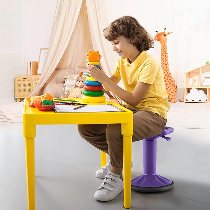 Giantex Wobble Stools for Classroom Seating, 24" Wiggle Stool with Adjustable Height, Sitting Balance Chair for School Active Learning, Office Stand Up, Flexible Seating Wobble Chair (Purple)
