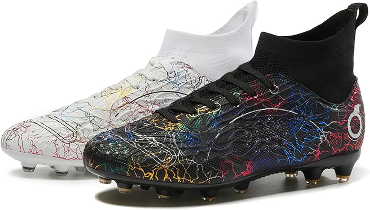 MIGPOGZAI Men's Soccer Shoes High-Top Soccer Cleats Outdoor Breathable Athletic Professional Spikes Youth Boys Football Sh...