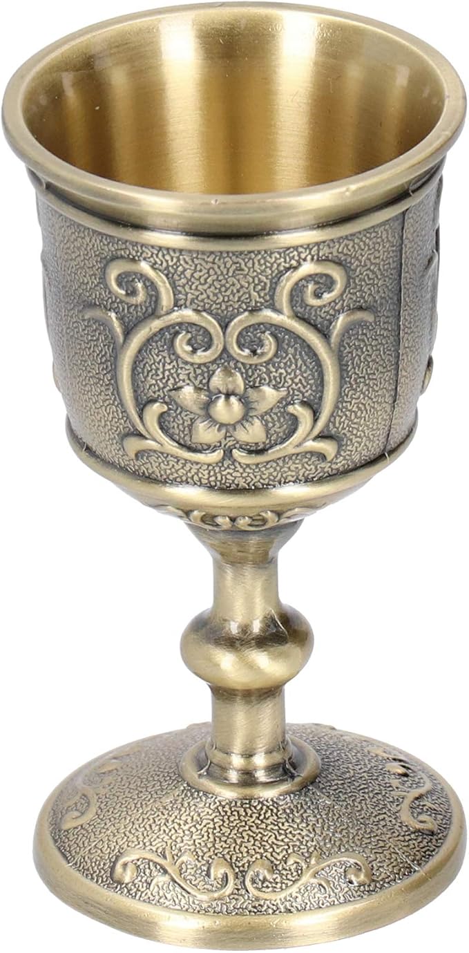 Bronze Wine Cup, Vintage Goblet Embossed European Royal Chalice Whiskey Drink Party Supplies, for Kitchen, Home, Bar, Wedd...
