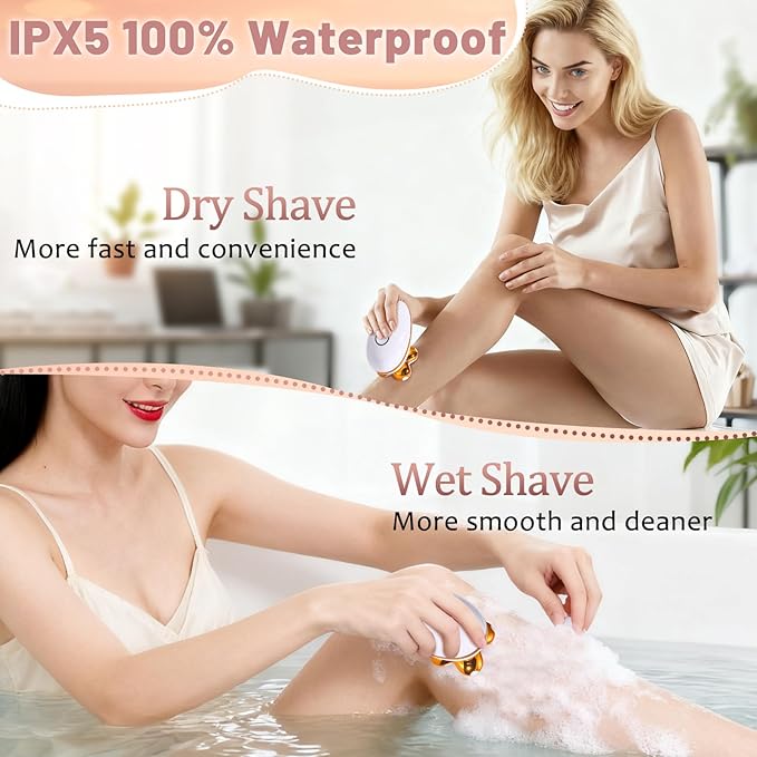 5-in-1 Electric Razors for Women, Facial Hair Remover & Women’s Shaver for Legs with 5D Floating Head, Waterproof Rechargeable Body Shaver Lady Trimmer, Travel Razor Kit for Sensitive Skin/Bikini Line