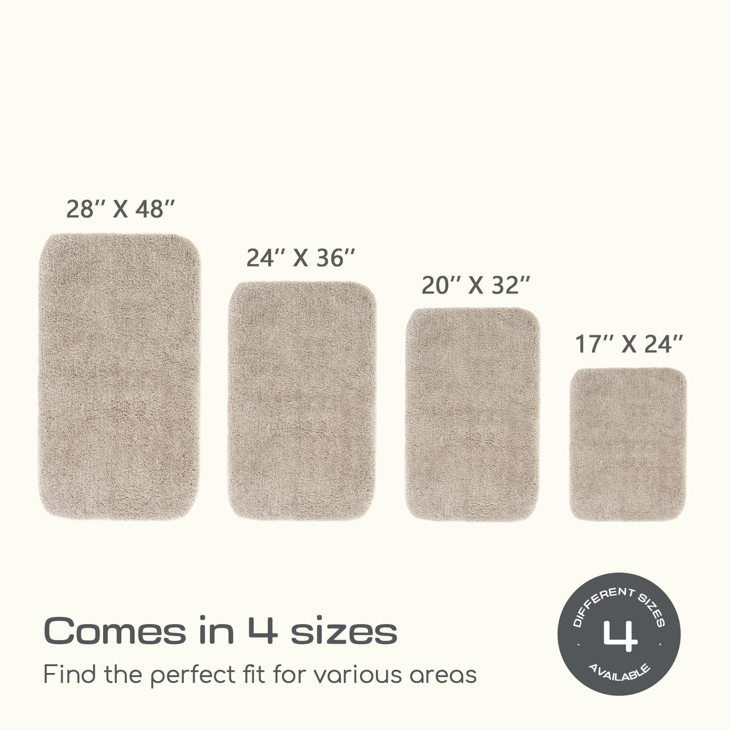 ROSMARUS Shaggy Bath Rugs for Bathroom Non Slip 17" X 24", Water Absorbent Bath Mat, Soft Shower Mat for Floor & Tub, Fluffy Plush Machine Washable, Beige