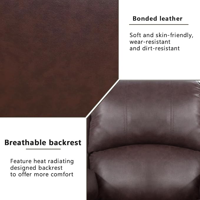 A Ainehome Living Room Furniture Set Leather Recliner Sofa Set Loveseat Chair Furniture Sofa Set for Living Room/Small Space/Rv/House/Office/Theater Seating (A-Brown Leather, Chair)