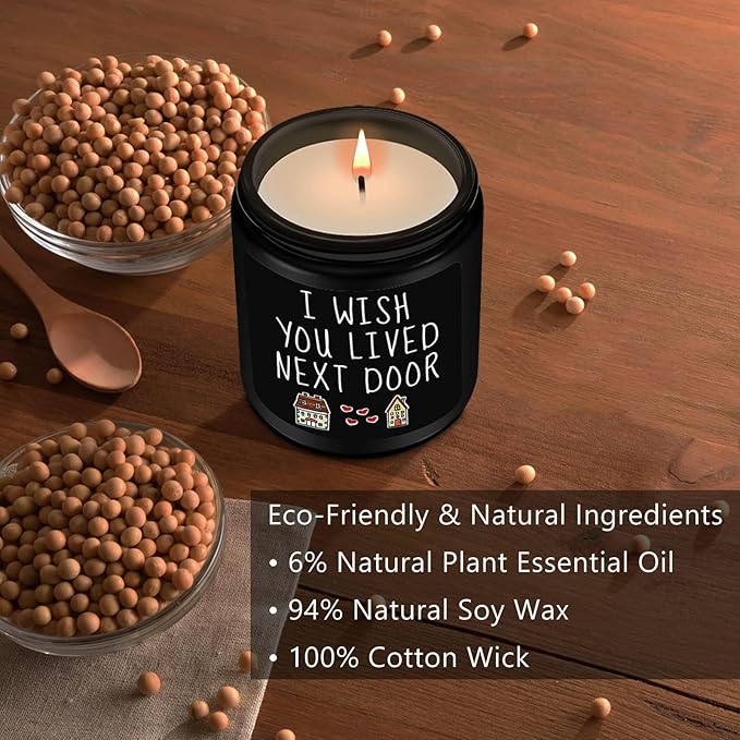 Homsolver Anniversary Birthday Valentines Unique Day Gift for Him, Friendship Gifts for Him, Men, Best Friend, Neighbors, House Warming Gifts New Home, I Wish You Lived Next Door Scented Candles