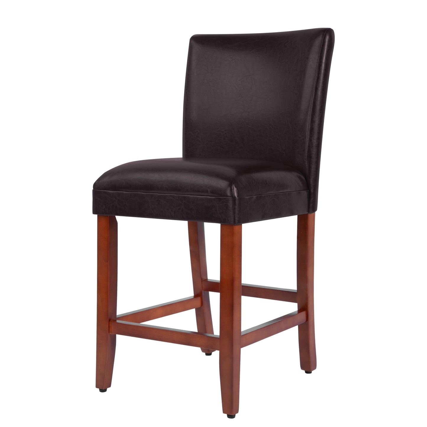 Homepop Home Decor | Classic Counter Height Bar Stools | Faux Leather 24 Inch Bar Stools | Decorative Home Furniture (Brown Faux)