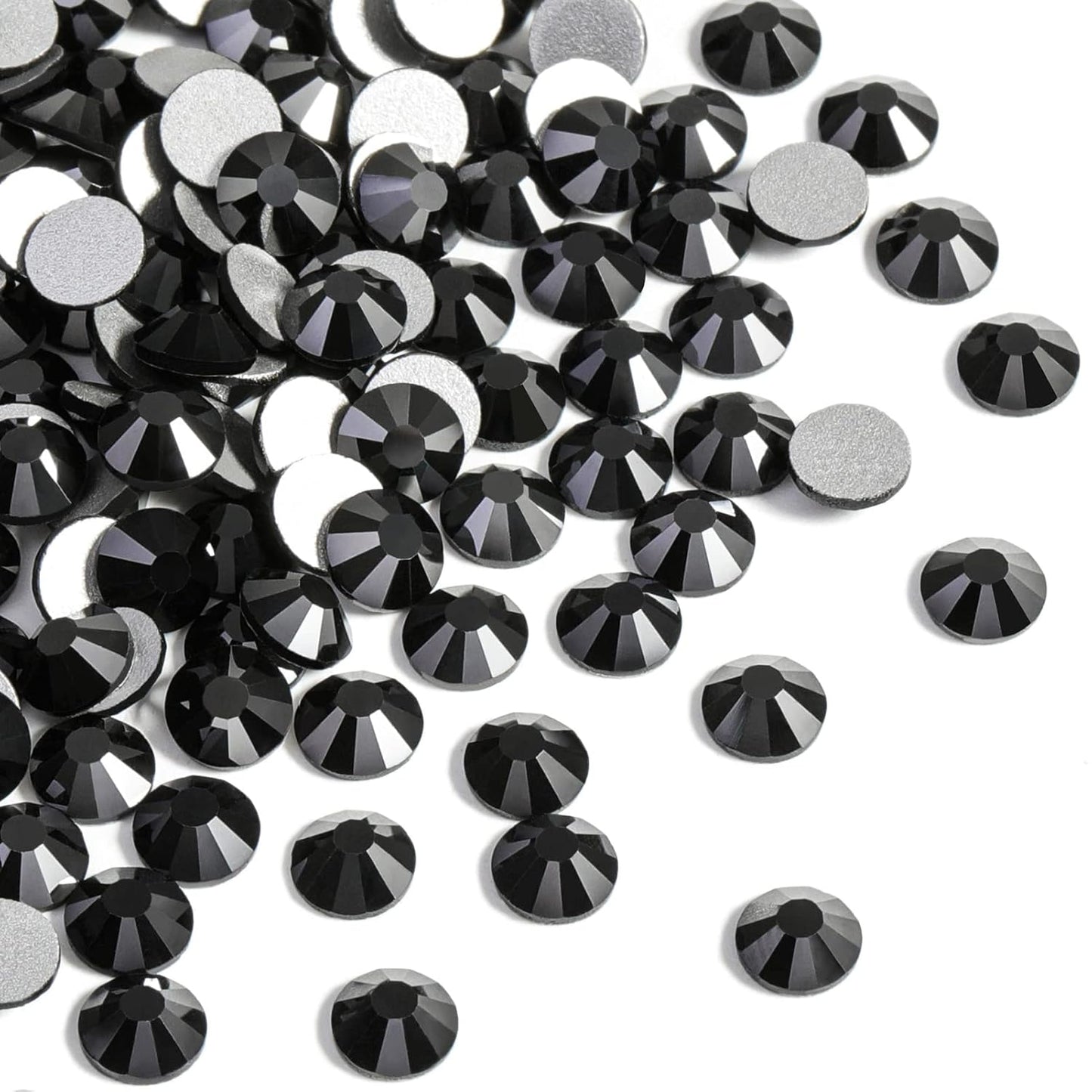 Beadsland 1440pcs Flat Back Crystal Rhinestones Round Gems for Nail Art and Craft Glue Fix, Jet Hematite,SS20,4.6-4.8mm