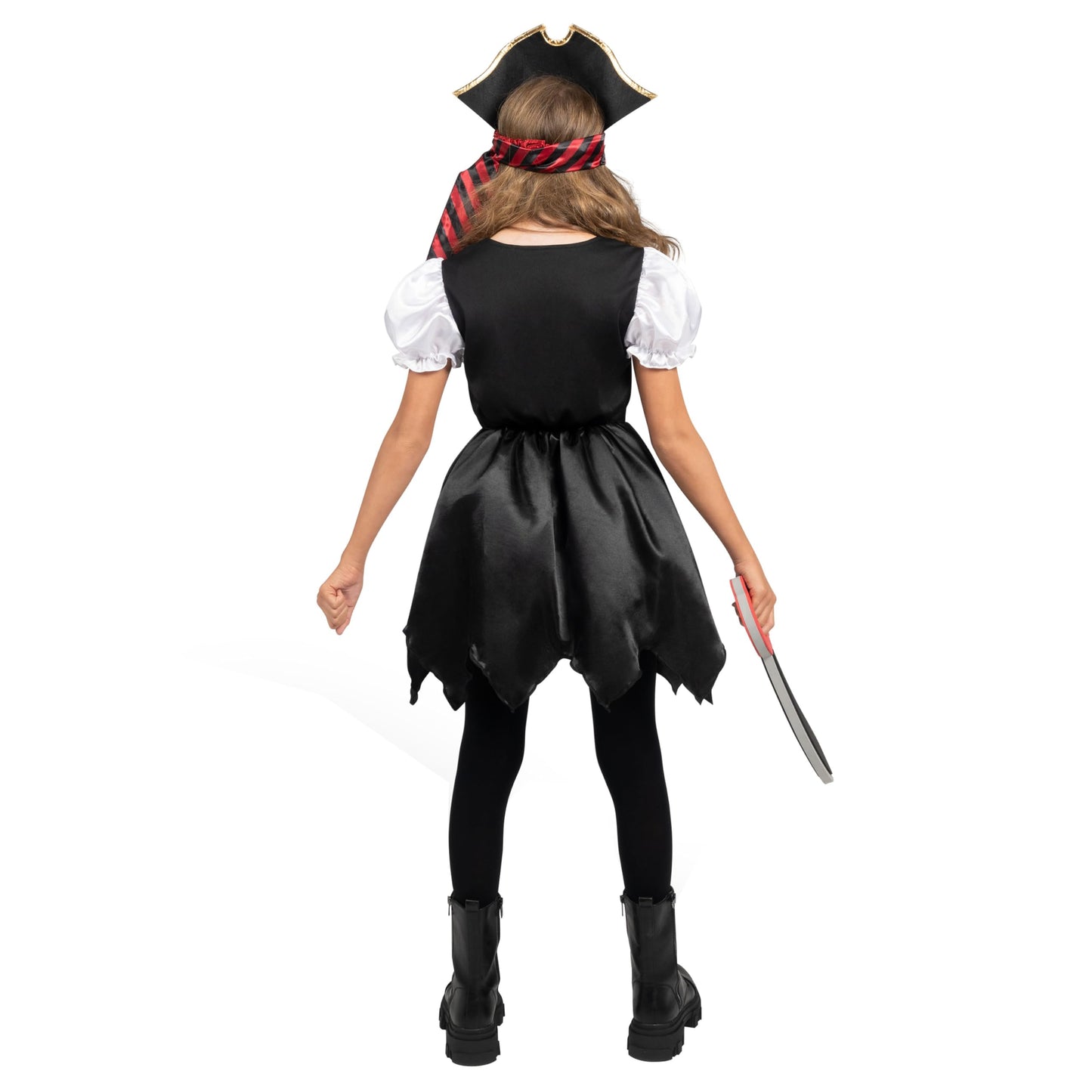 Spooktacular Creations Halloween Kids Pirate Costume, Black Pirate Dress for Girls, Buccaneer Princess Outfit for Girls Halloween Dress Up, RolePlay Themed Party (Small, 5-7 yrs)