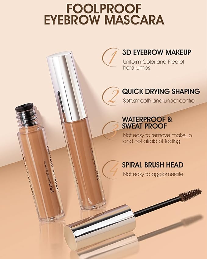 Waterproof Tinted Brow Gel-Long Lasting SmudgeProof Liquid Eyebrow Makeup,Eyebrow Mascara Tinted Brow Glue,Brow Filler Tint,Volumizing Enhance Brow Mascara,With Brow Razor Brush for Women-04Dark Brown