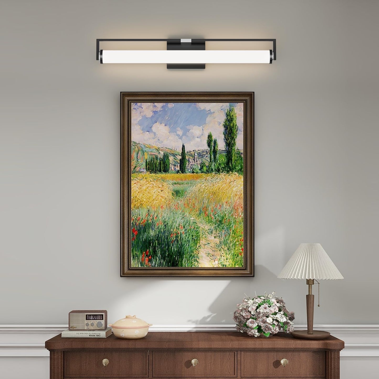 Modern Black Vanity Light Fixtures for Bathroom, 25.2 inch LED Wall Mounted Light Over Mirror, 20W, 3000K Warm White, Energy-Saving, 360°Illumination, for Sink, Powder Room, Bedroom, Makeup Area