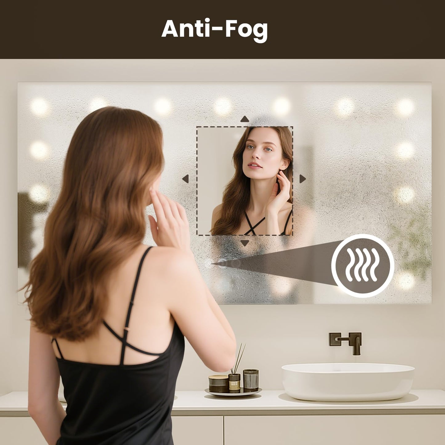 WTTY 72"x36" Hollywood Vanity Mirror with Lights, Wall-Mounted Makeup Mirror with 3 Color Temperatures, Stepless Dimmable Bulbs, Anti-Fog & Shatter-Proof