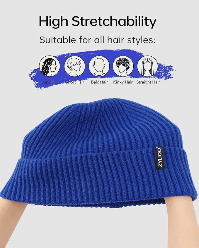 Zylioo Oversize Beanie Hats, XXL Big Size Ribbed Knit Cuffed Winter Hat for Cold Weather, Warm Skull Watch Cap