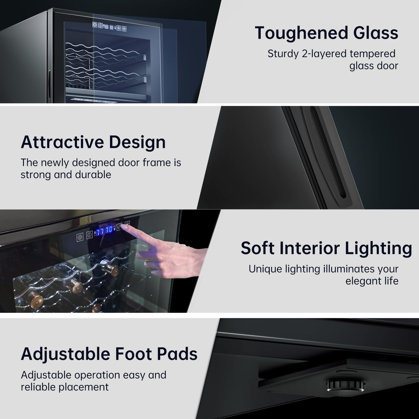 KingChii 66 Bottle Wine Cooler Refrigerator - Dual Zone Wine Fridge with Intelligent Digital Control, Low Noise Operation, Freestanding Wine Refrigerator for Home and Kitchen