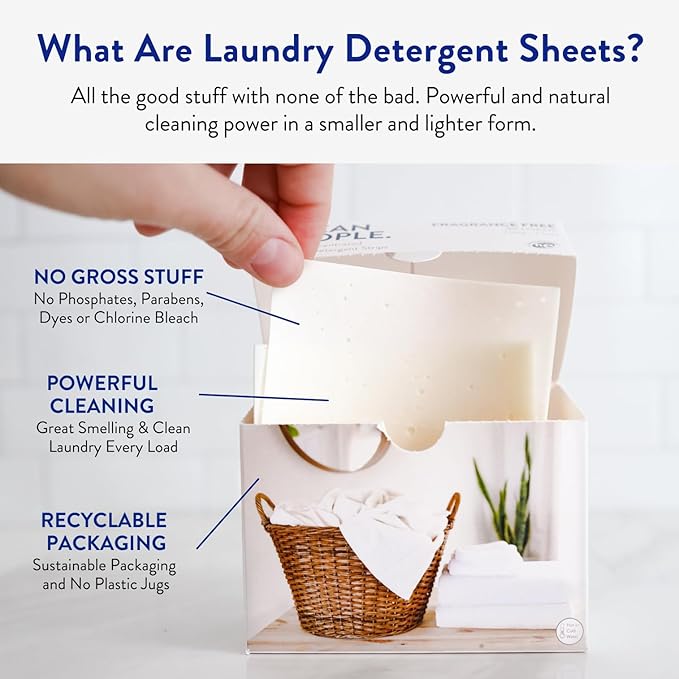 Clean People Laundry Detergent Sheets- Recyclable Packaging, Hypoallergenic, Stain Fighting, Works with All Machines including HE (384 Count, Fresh Scent)