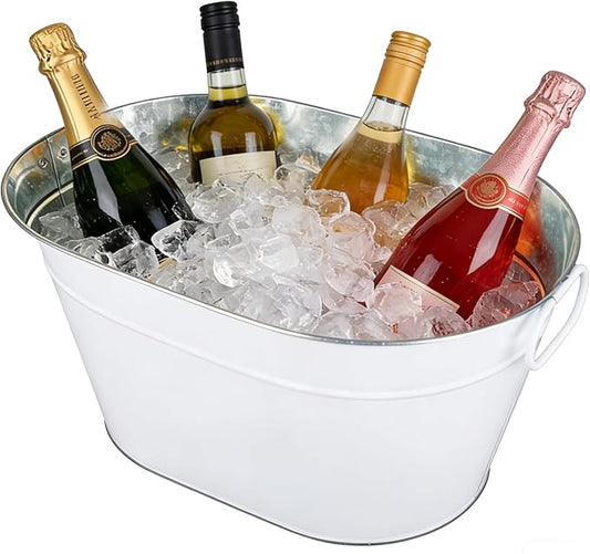 1 Pack Galvanized Beverage Tub, 3 Gallon Ice Buckets Metal Drink Buckets with Handles for Champagne Cocktails Wine Beer fo...