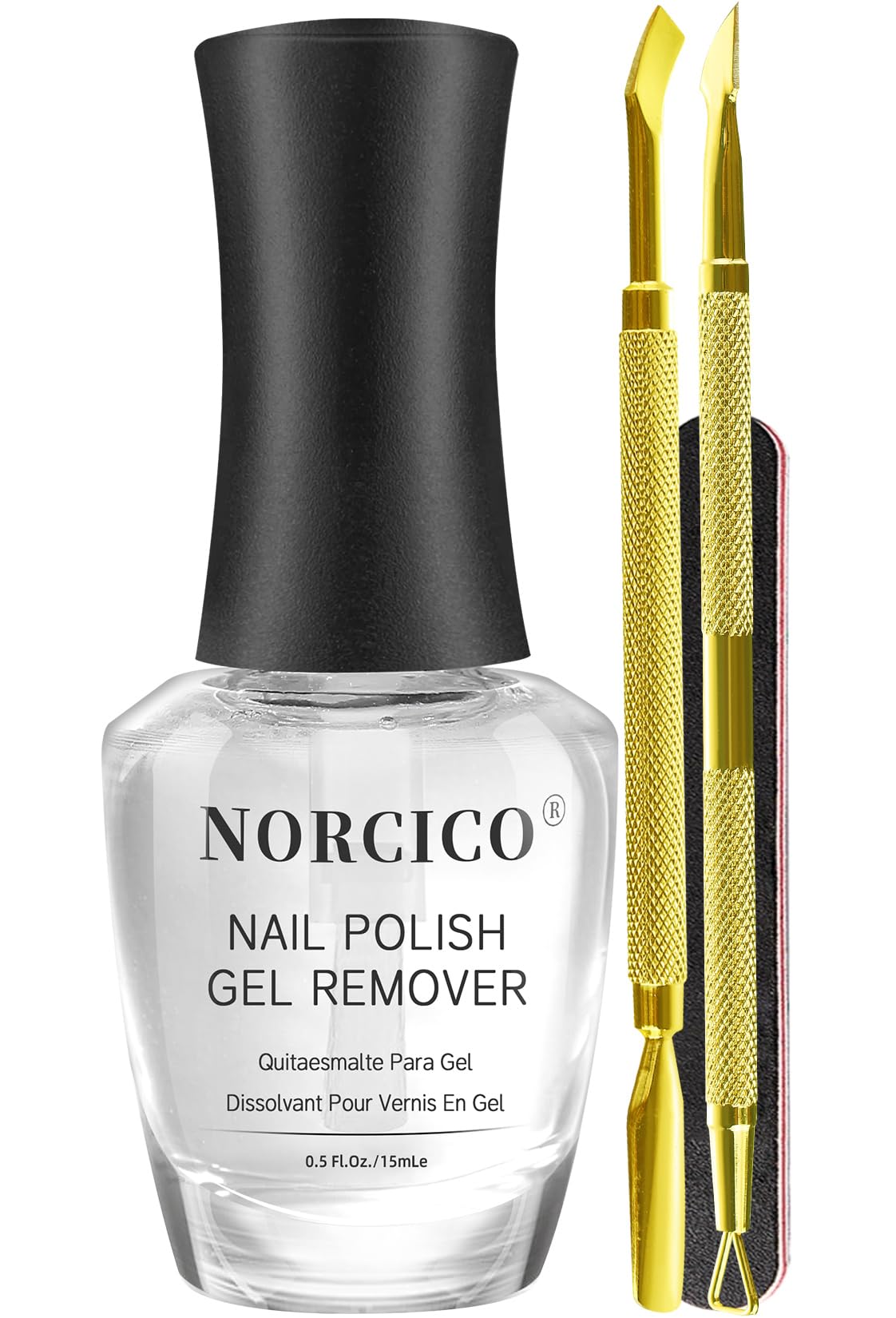 Gel Polish Remover Kit for Gel & Shellac Nails - 2-5-Minutes Fast Removal, No Soak Needed with Cuticle Pusher | Acetone-free Gel