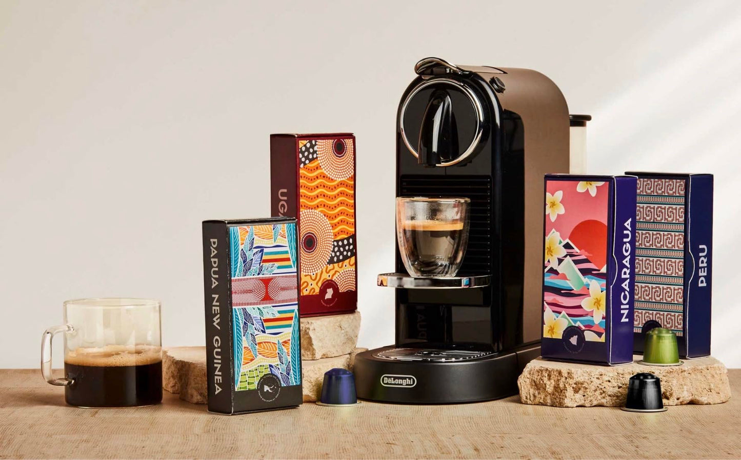 Atlas Coffee Club Espresso Pods Compatible with Nespresso Original– All Roast Variety Pack (40 Count)– Aluminum Capsules from El Salvador, Nicaragua, Peru & Uganda– Intensity 8-12