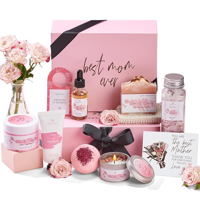 Spa Gifts for Mom Birthday Gift Mothers Day Gifts Bath Gift Baskets Relaxing Spa Self Care for Mother in Law Wife Home Bath Care Package Thank You Best Mom from Daughter Son