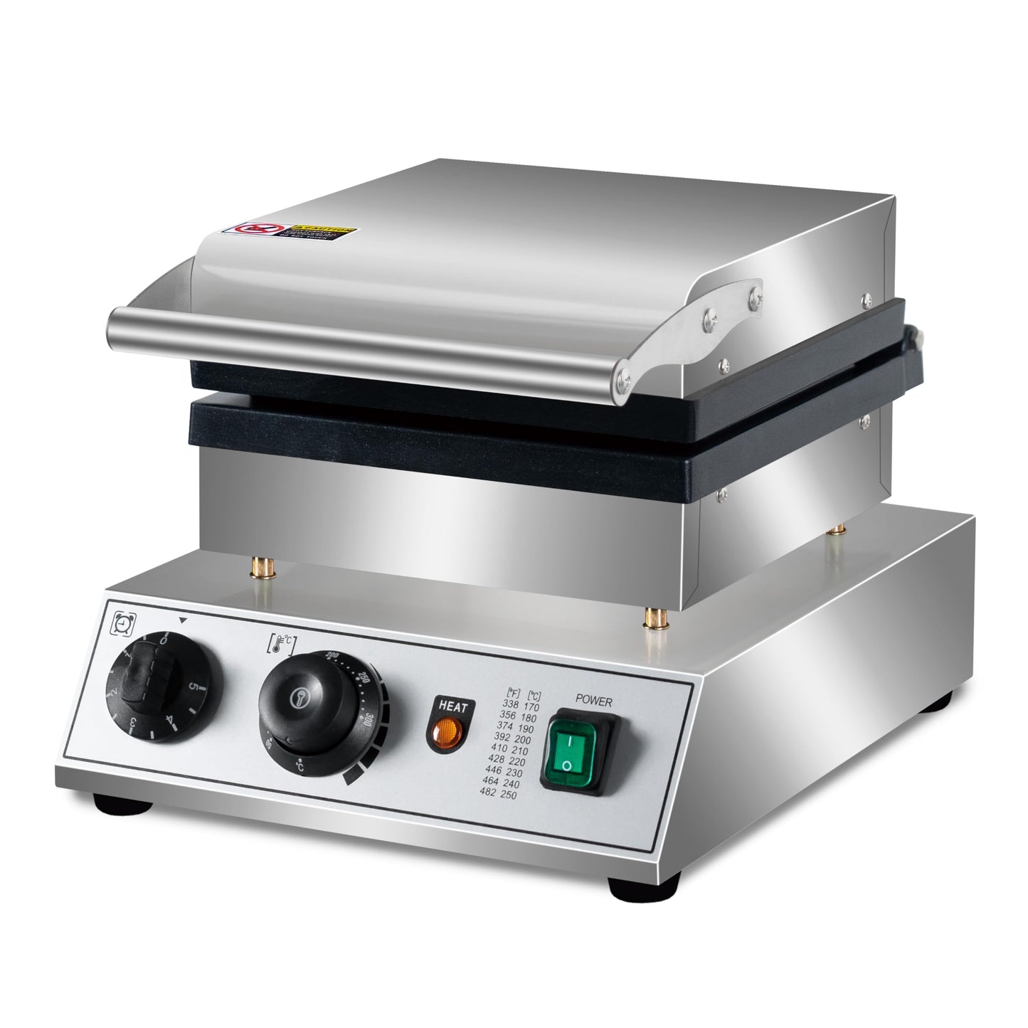 Commercial Waffle Maker, 1600W rectangle Waffle Iron, Non-Stick Belgian Waffle Baker Machine With Temp Range and Time Control, Teflon-Coated Baking Pan Stainless Steel Body