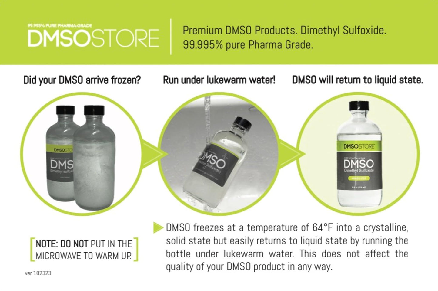 DMSO 8 oz. Glass Bottle Non-diluted 99.995% Pure Low Odor Pharma Grade Liquid Dimethyl Sulfoxide Super High Quality Made by DMSO Store