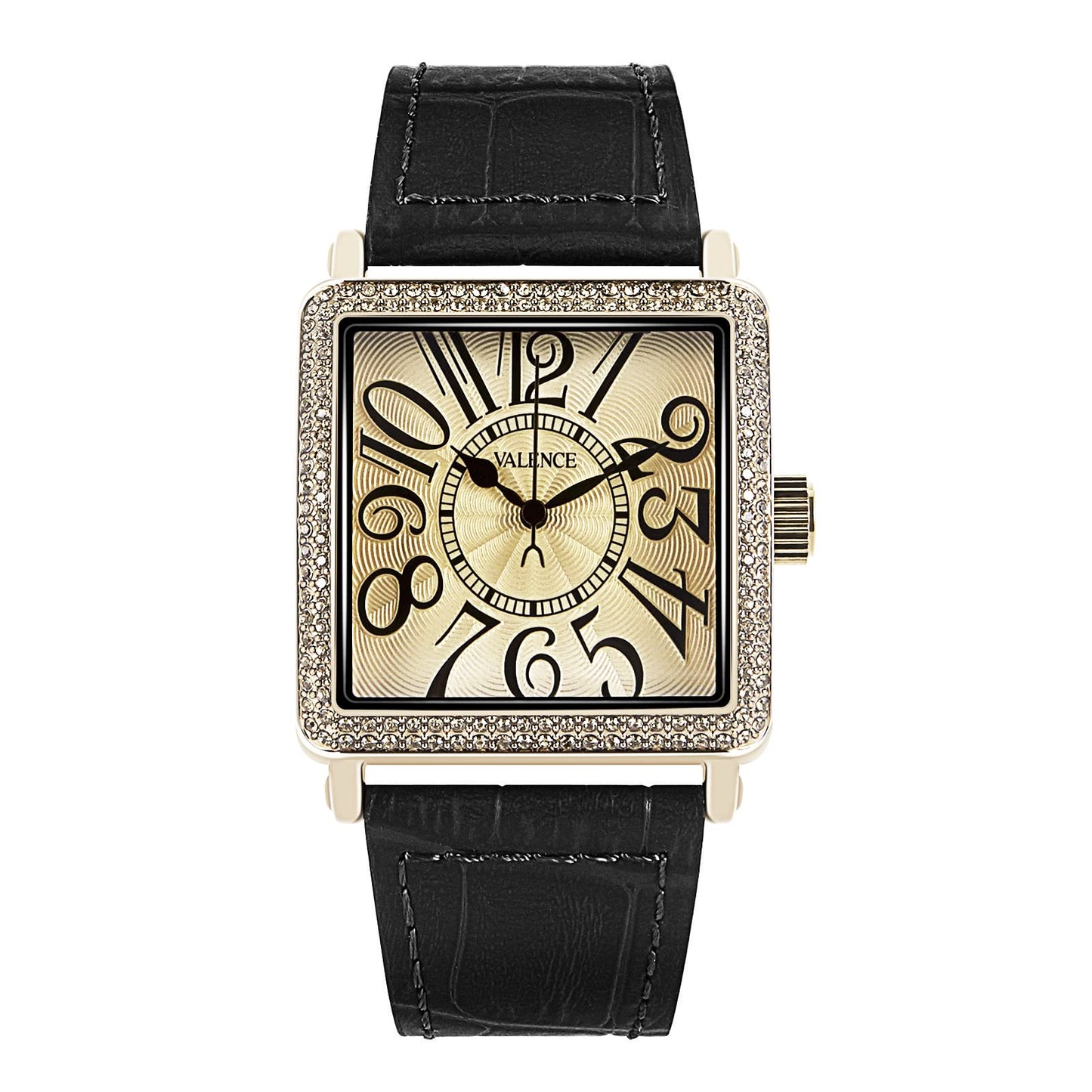 Vintage Watch for Women, Classic Face Square Watches, Easy Read Elegant Ladies Quartz Wrist Watch with Leather Band Black
