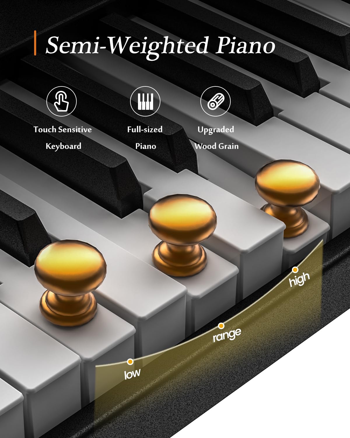 FingerBallet Portable Piano Keyboard, Semi-Weighted Folding Digital Piano 88 Key, Full Size, Wood Grain, Electric Piano Keyboard w/MIDI Bluetooth, Suitable for Adult, Toddler
