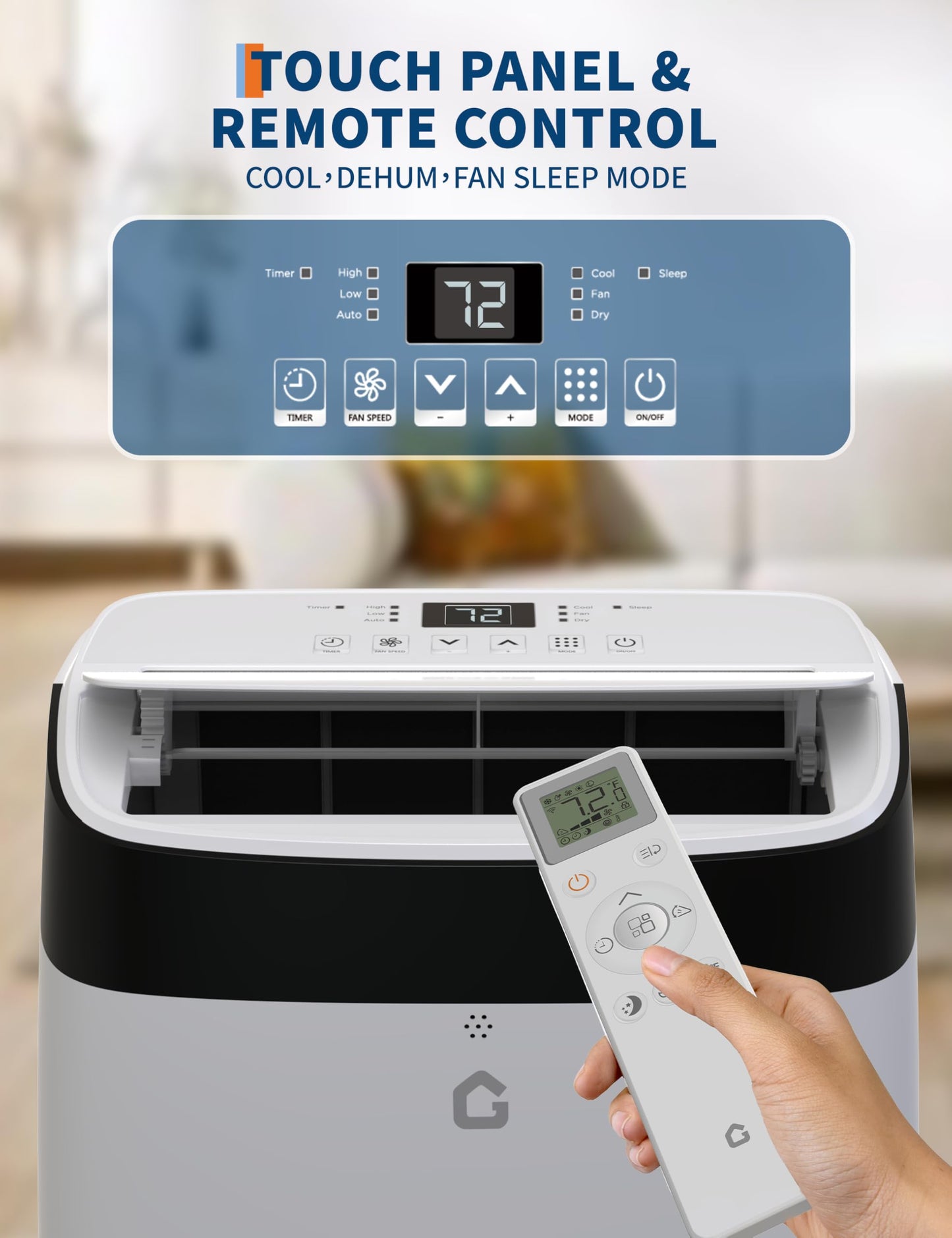 10,000 Btu Portable Air Conditioner, 3-In-1 Room Air Conditioner With Dehumidifier, Fan, Portable Ac Unit For Rooms Cools Up To