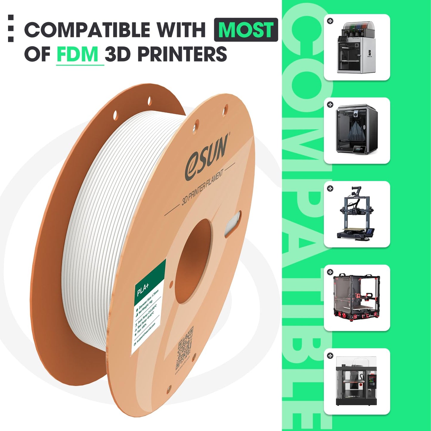 eSUN PLA+ Filament 1.75mm 1KG, 3D Printer Filament Dimensional Accuracy +/- 0.03mm, 1kg Cardboard Spool(2.2lbs) 3D Printing Filament, Fits for Most FDM 3D Printers,Olive Green