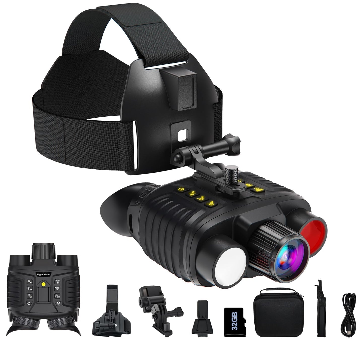 ISHARE Head-Mounted Night Vision Goggles, 4K 36MP Infrared Binoculars Rechargeable Hands Free Night Vision Binoculars Goggles, 8X Zoom IP54 Waterproof for Hunting Security Outdoor Exploration