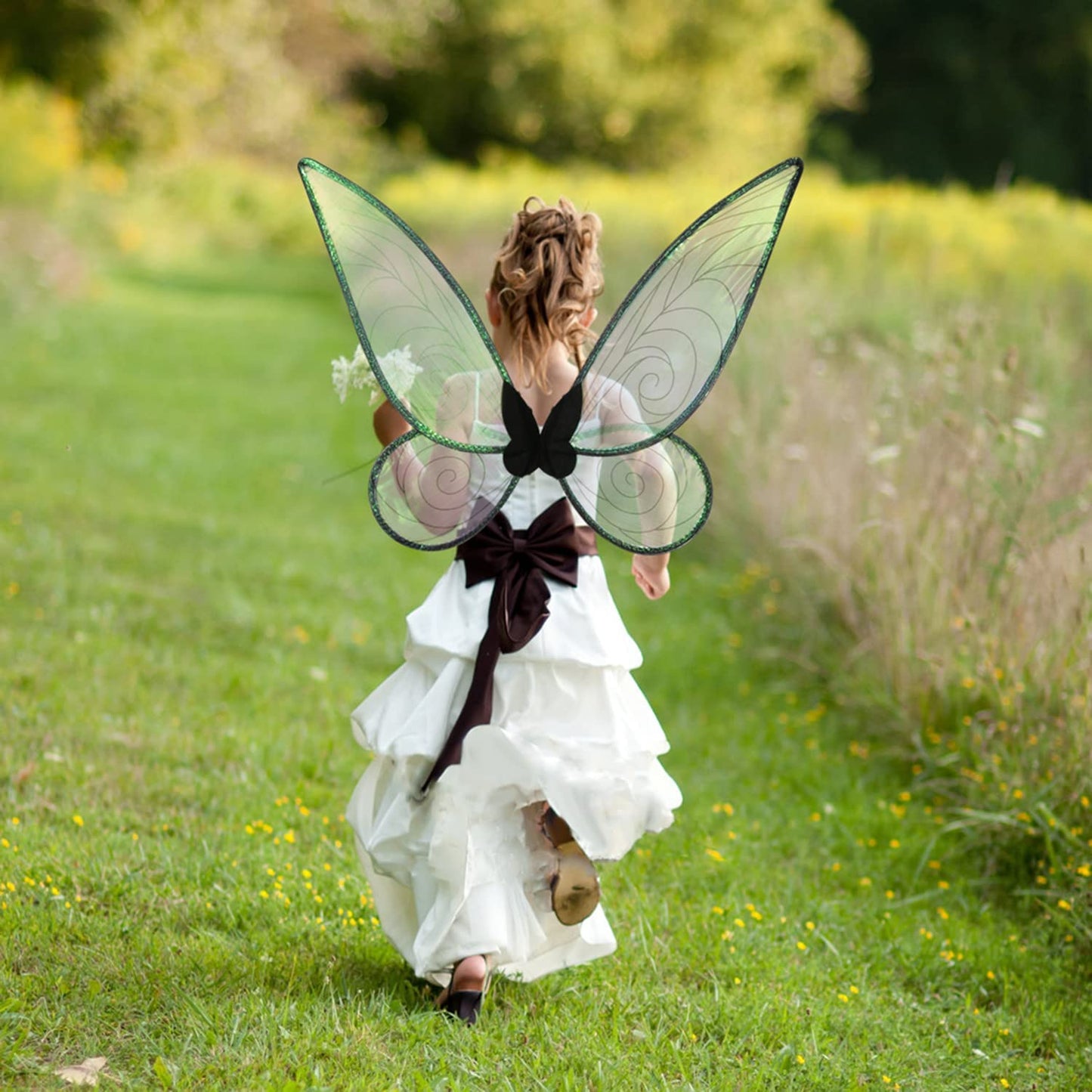 Lucakuins Fairy Wings for Girls Halloween Costumes,Butterfly Fairy Wings for Fairy Costumes Sparkle Fairy Princess Wings Party Favor (Black fairy wings)