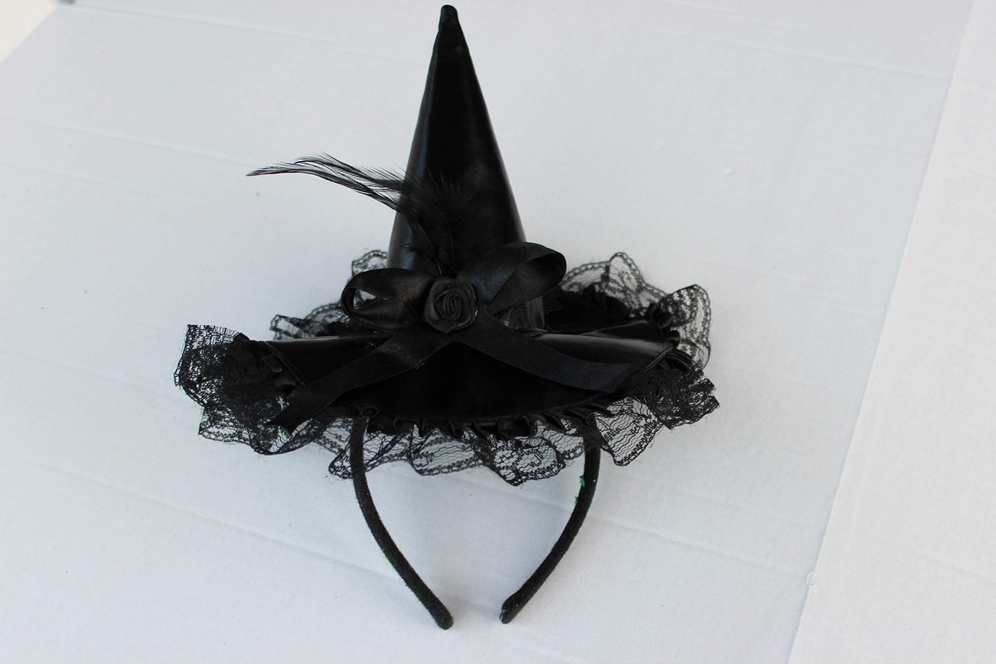 MONIKA FASHION WORLD Witch costume for girls with BROOM, black hat skirt lights up (Small (4-6))